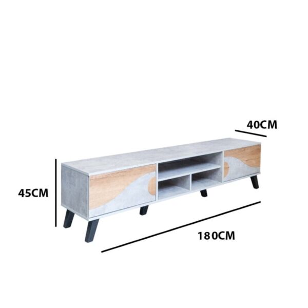 طاولة تلفزيون 180 سم - رمادي وخشبي
