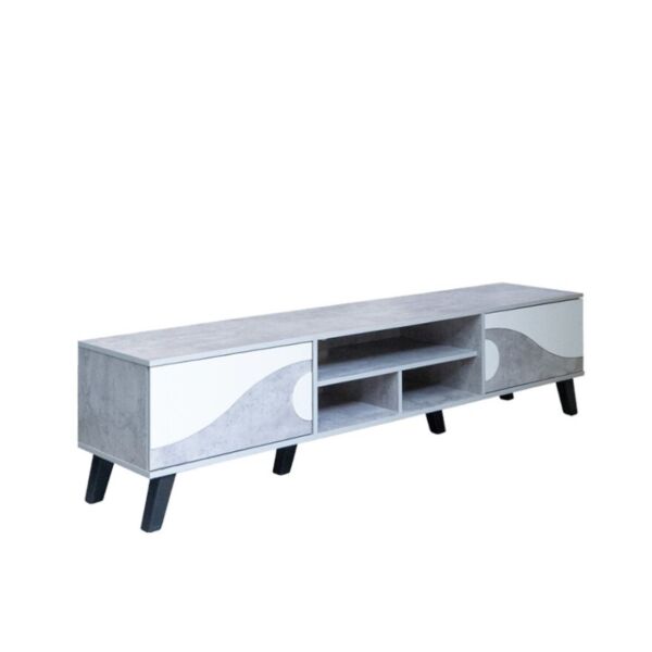 طاولة تلفزيون 180 سم - رمادي وابيض