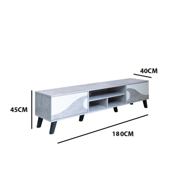طاولة تلفزيون 180 سم - رمادي وابيض