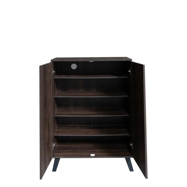 خزانة احذية بابين - رمادي وبني غامق