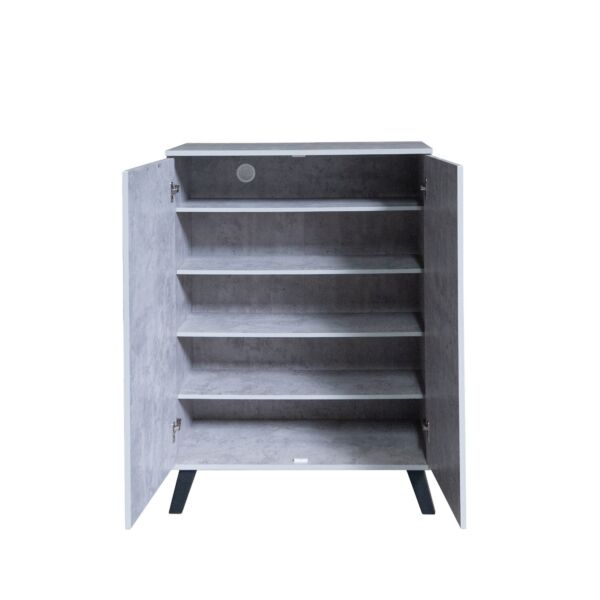 خزانة احذية بابين - رمادي وابيض