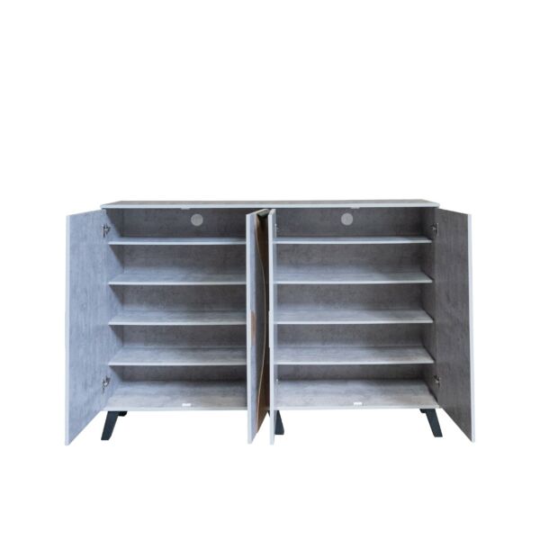 خزانة احذية 4 ابواب - رمادي وخشبي