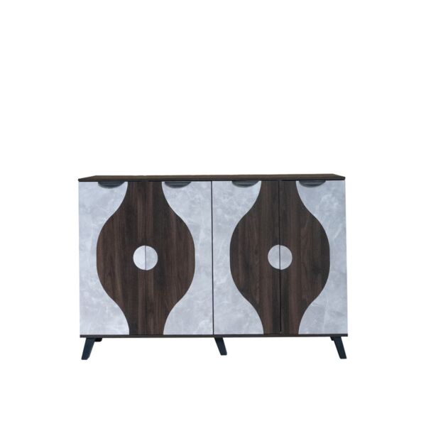 خزانة احذية 4 ابواب - بني غامق ورمادي