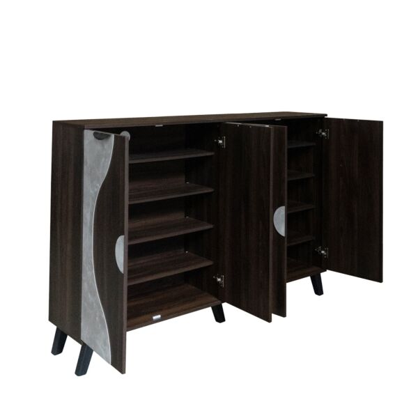 خزانة احذية 4 ابواب - بني غامق ورمادي