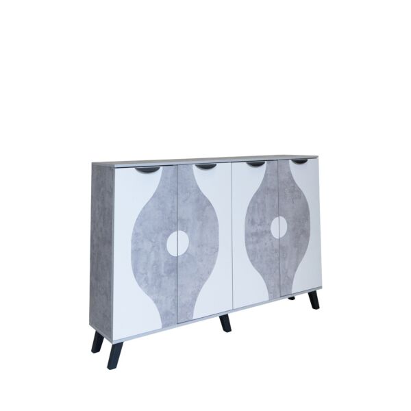 خزانة احذية 4 ابواب - رمادي وابيض