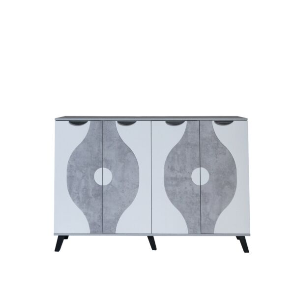 خزانة احذية 4 ابواب - رمادي وابيض