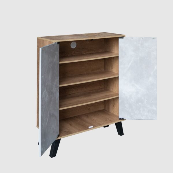 خزانة أحذية بابين خشب ماليزي روماس - خشبي و رمادي