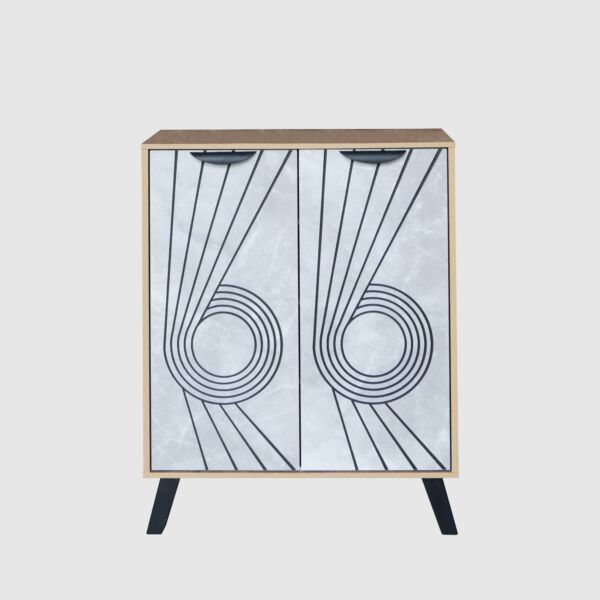 خزانة أحذية بابين خشب ماليزي لوران - خشبي ورمادي