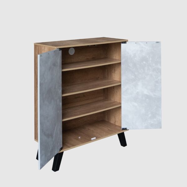 خزانة أحذية بابين خشب ماليزي لوران - خشبي ورمادي