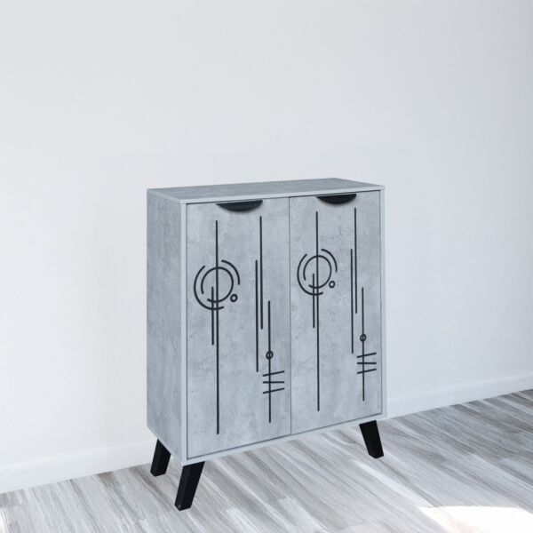 خزانة أحذية بابين خشب ماليزي ريماس - رمادي فاتح