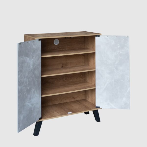 خزانة أحذية بابين خشب ماليزي ريماس - خشبي ورمادي