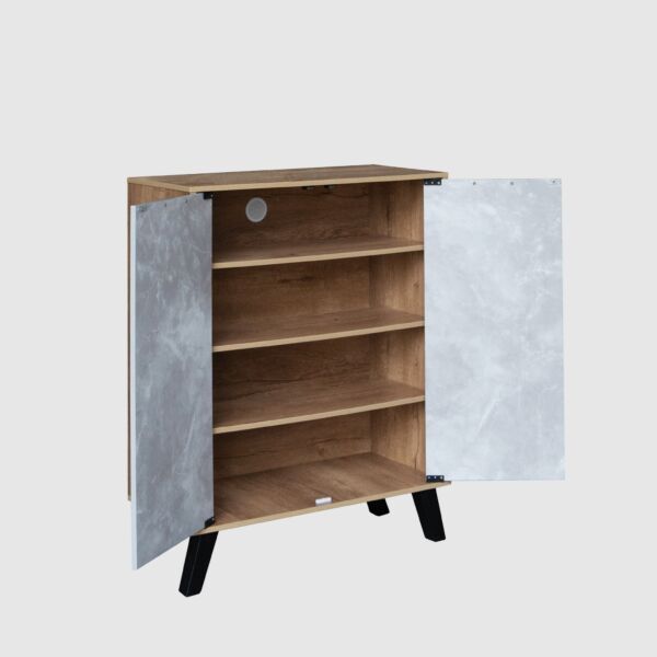 خزانة أحذية بابين خشب ماليزي لامار - رمادي وخشبي