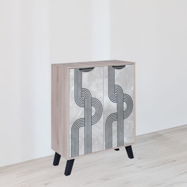 خزانة أحذية بابين خشب ماليزي لاروز - رمادي وبيج