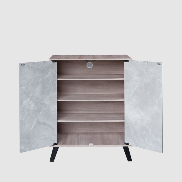 خزانة أحذية بابين خشب ماليزي لاروز - رمادي وبيج