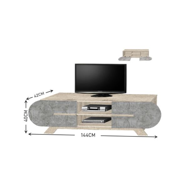 طاولة تلفزيون خشب ماليزي رمادي وبيج خشبي