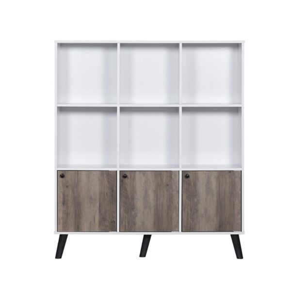 وحدة رفوف تخزين كتب خشب ماليزي دارسي أبيض وبني 