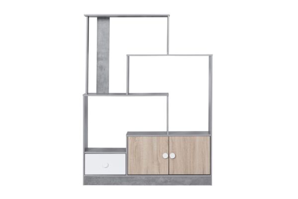 وحدة تخزين مدخل رفوف وأدراج كتب بوناي رمادي ومتعدد الالوان