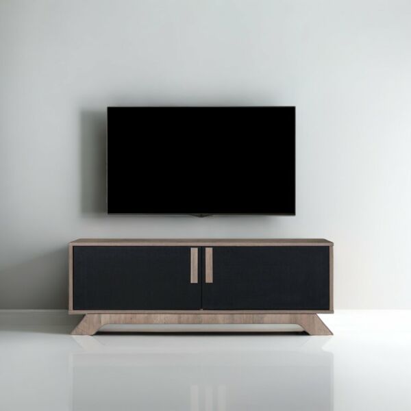 طاولة تلفزيون خشب ماليزي بني وأسود