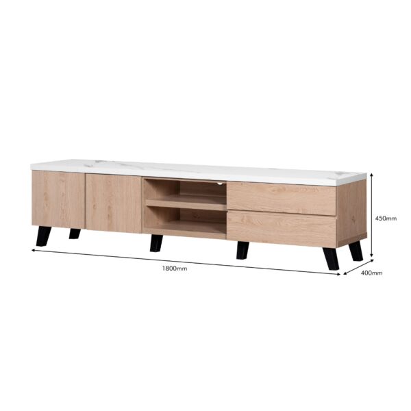 طاولة تلفزيون خشب ماليزي سوزانا اللون أبيض وخشبي