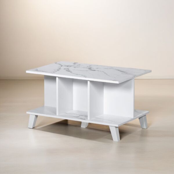 طاولة قهوة دورين خشب ماليزي اللون رخامي وأبيض 