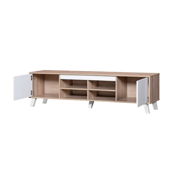 طاولة تلفزيون خشب ماليزي رولانا اللون أبيض وخشبي 