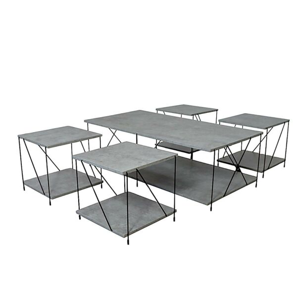 طقم طاولات انتوني 5 قطع خشب ماليزي متعددة الإستخدام رمادي 