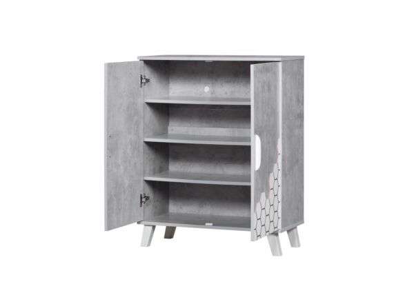 خزانة أحذية فايتو خشب ماليزي بابين - رمادي وأبيض 