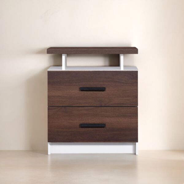 كومودينو درجين ورف علوي خشب ماليزي كارتر - بني وأبيض