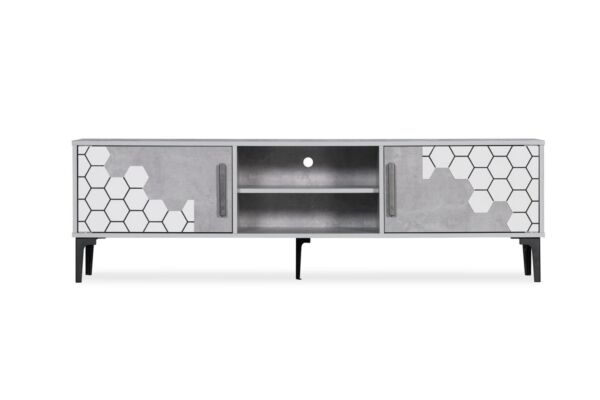 طاولة تلفزيون شارل - رمادي وأبيض