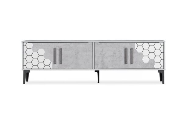 طاولة تلفزيون كليف - رمادي فاتح وأبيض