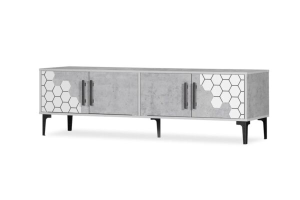 طاولة تلفزيون كليف - رمادي فاتح وأبيض