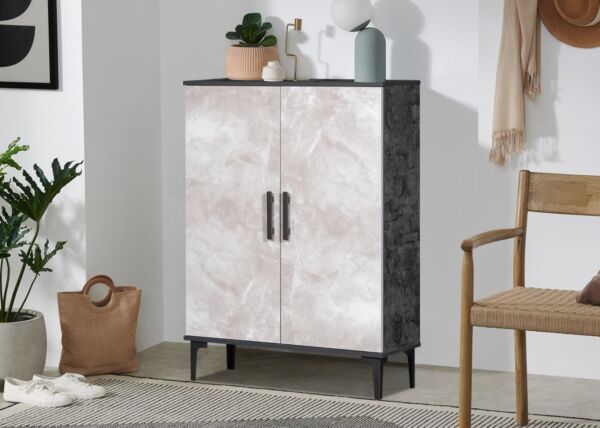 خزانة احذية بابين روبيك - ابيض