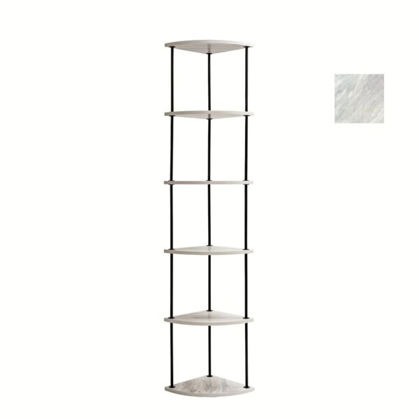 وحدة تخزين رفوف 6 مستويات شكل زاوية - أبيض