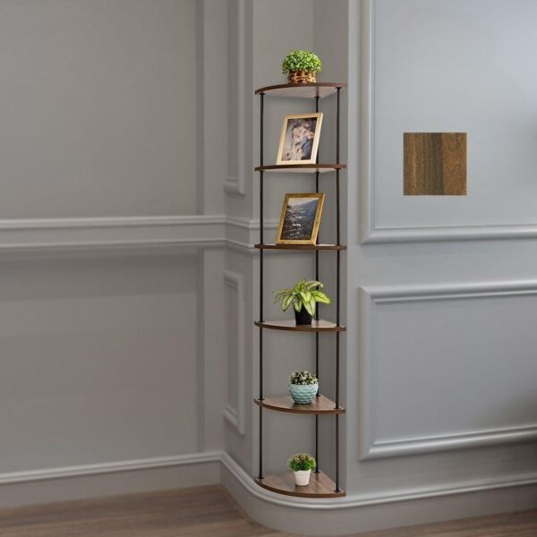 وحدة تخزين رفوف 6 مستويات شكل زاوية - بني