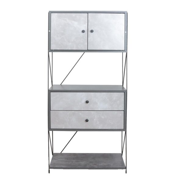 وحدة تخزين أدراج مع رفين - أبيض ورمادي