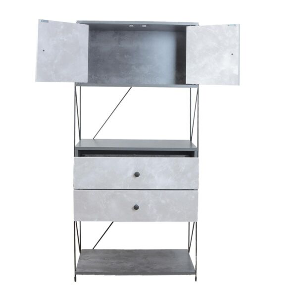 وحدة تخزين أدراج مع رفين - أبيض ورمادي