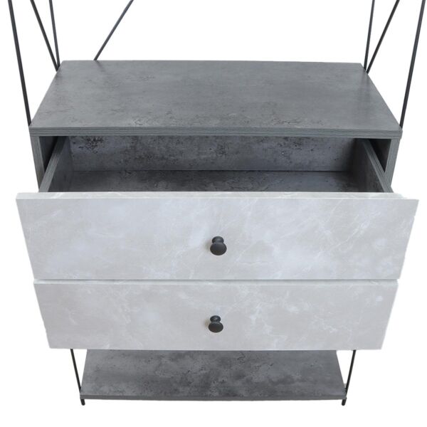 وحدة تخزين أدراج مع رفين - أبيض ورمادي