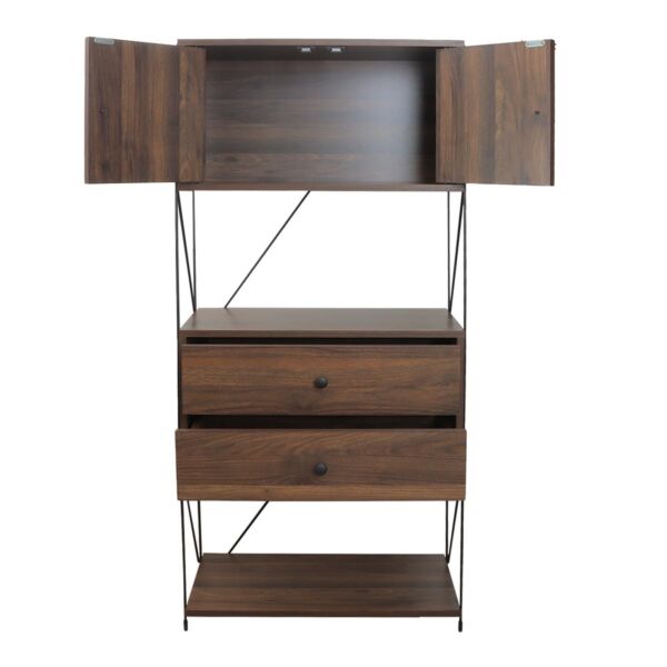 وحدة تخزين أدراج مع رفين - بني