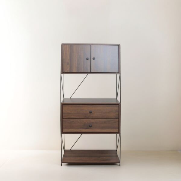 وحدة تخزين أدراج مع رفين - بني