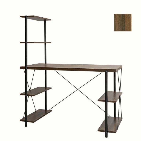 مكتب مع وحدة أرفف - بني