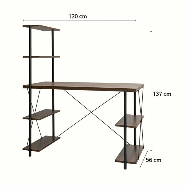 مكتب مع وحدة أرفف - بني