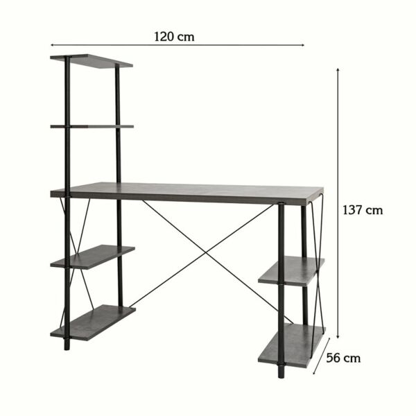 مكتب مع وحدة أرفف - رمادي