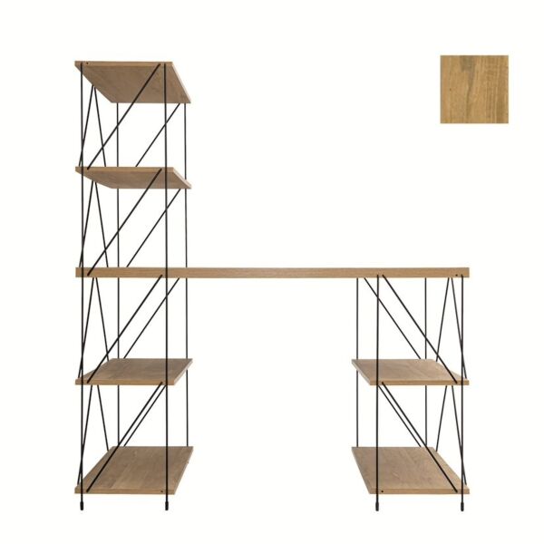 طاولة مكتب مع أرفف جانبية - خشبي