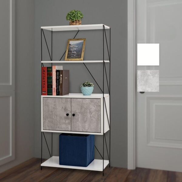 رفوف تنظيم مودرن - ابيض ورمادي