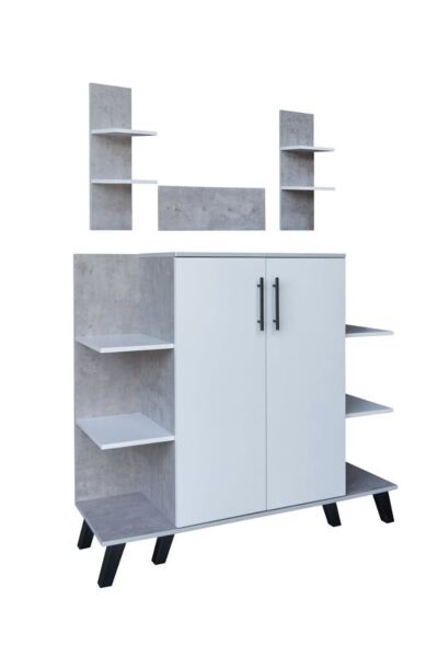 ركن قهوة مع أرفف معلقة كورنر - أبيض و رمادي