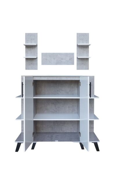 ركن قهوة مع أرفف معلقة كورنر - أبيض و رمادي