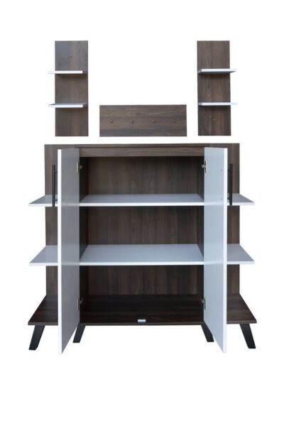 ركن قهوة مع أرفف معلقة كورنر - أبيض وبني