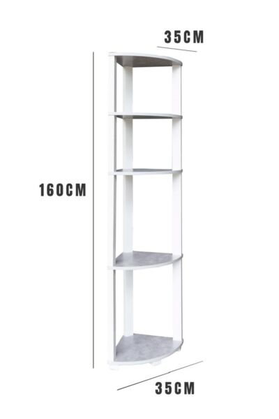 وحدة أرفف شكل زاوية 5 أرفف - أبيض