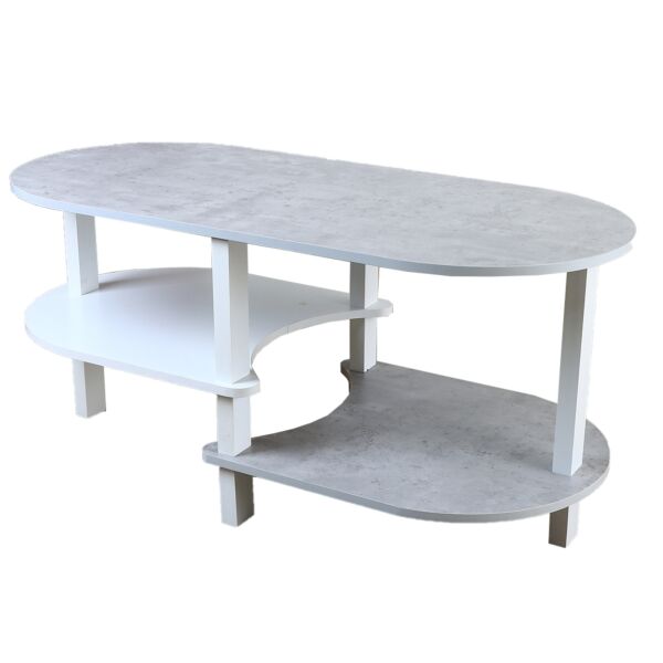 طاولة قهوة بيضاوية 3 أدوار لورا - رمادي