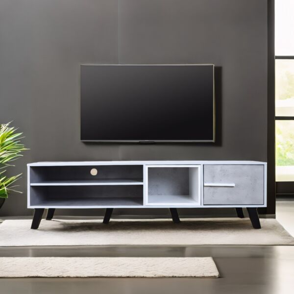 طاولة تلفاز خشب ماليزي إيفز - رمادي